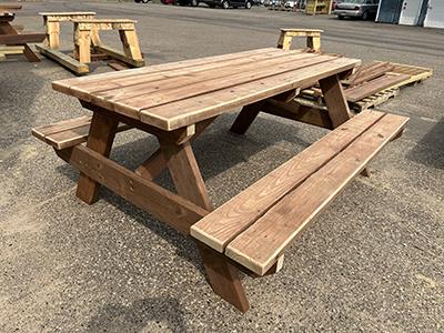 wood picnic table
